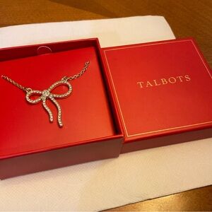 Talbots Hold Crystal Bow Necklace NWT